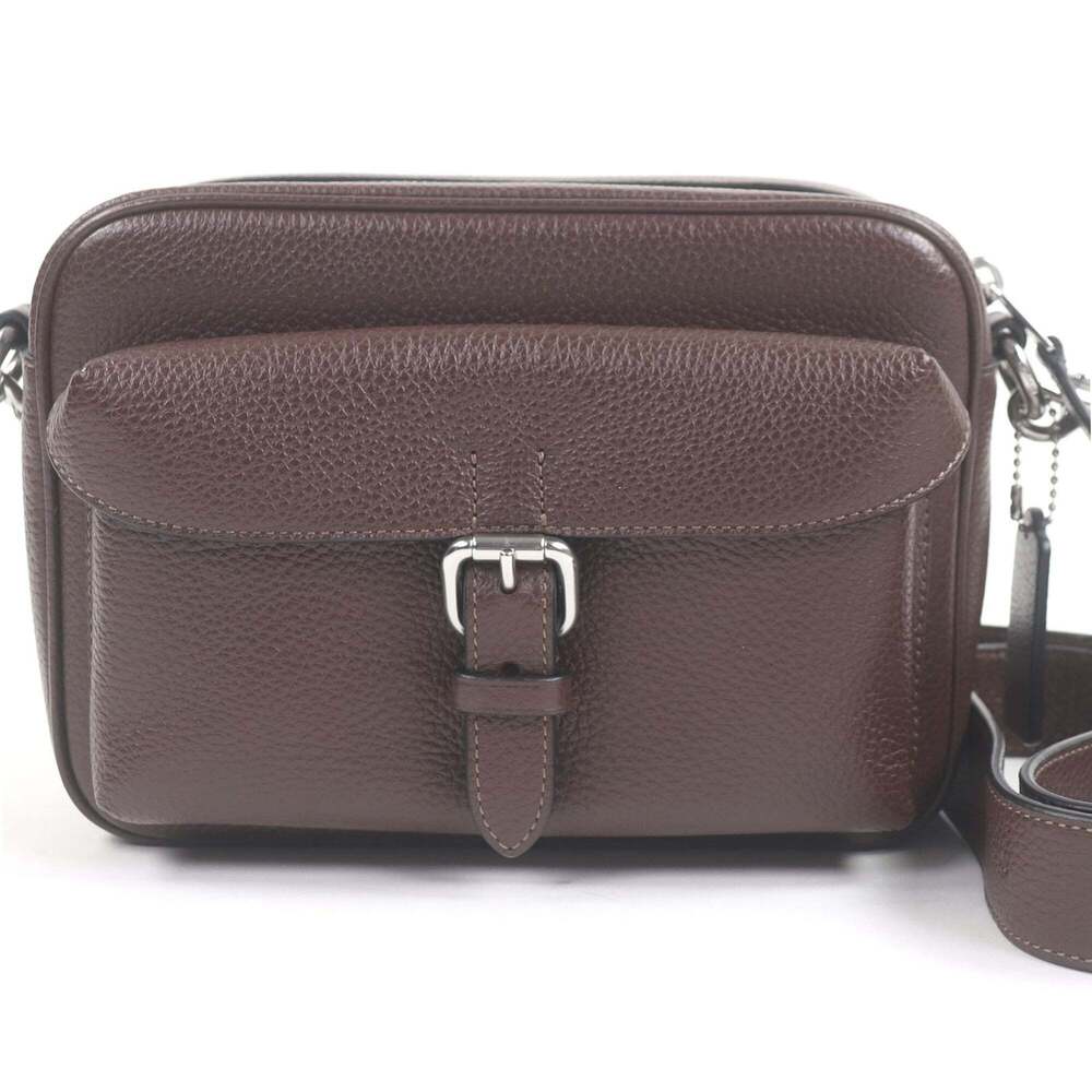 COACH CW218 Warner Crossbody Bag, Refined Pebble Leather Shoulder Brown, with...